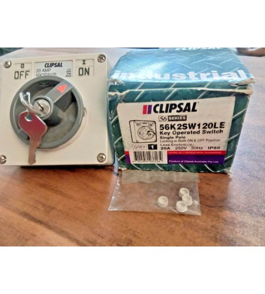 Clipsal 56 Series 56K2SW120LE Key Operated Switch Single Pole